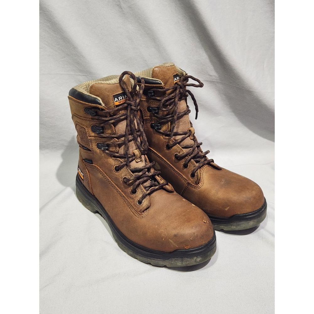 Ariat Turbo 8" Waterproof Composite Toe Work Boot Bark Sz 8.5 D ASTM F2413-18